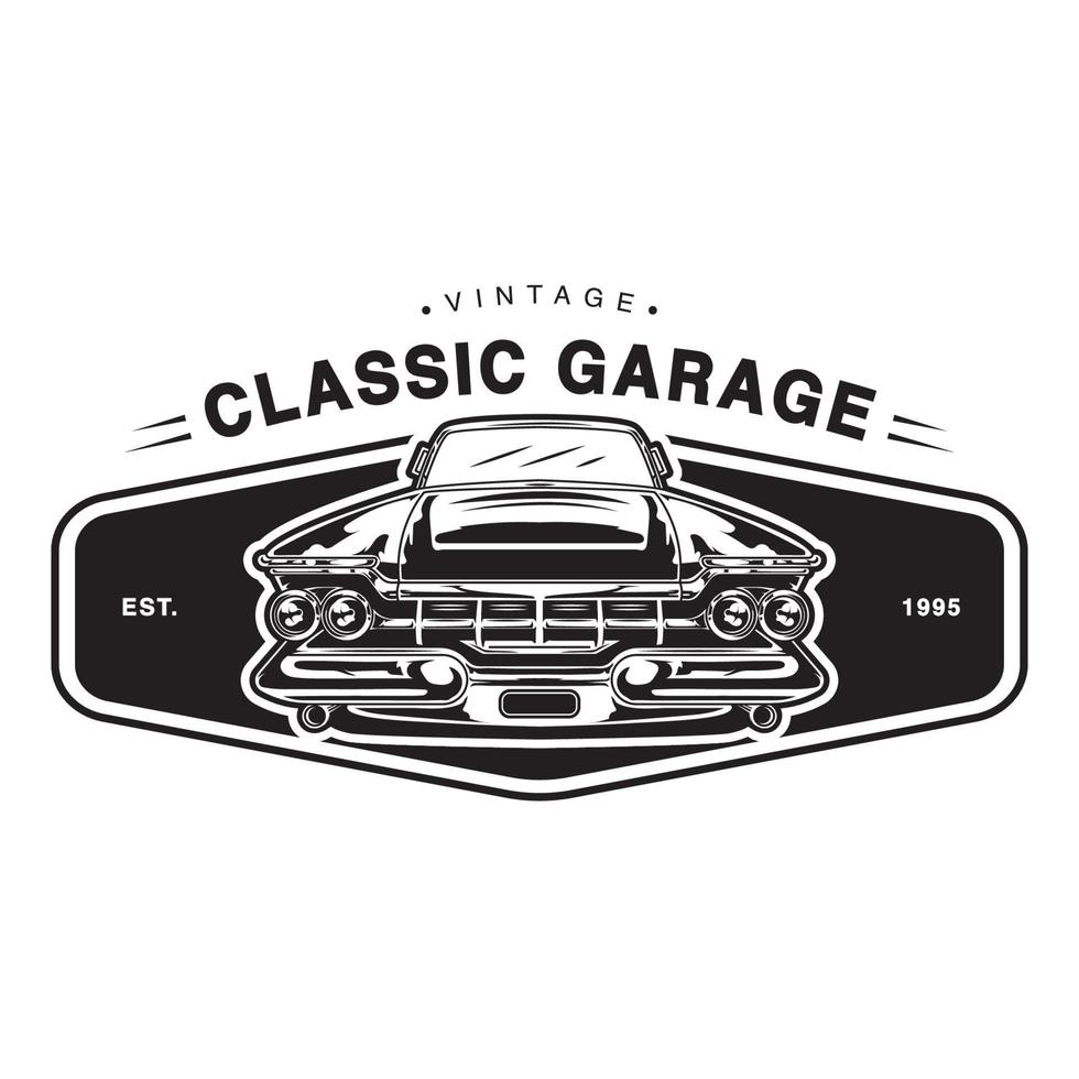 logotipo de distintivo de carro retrô e clássico vintage vetor