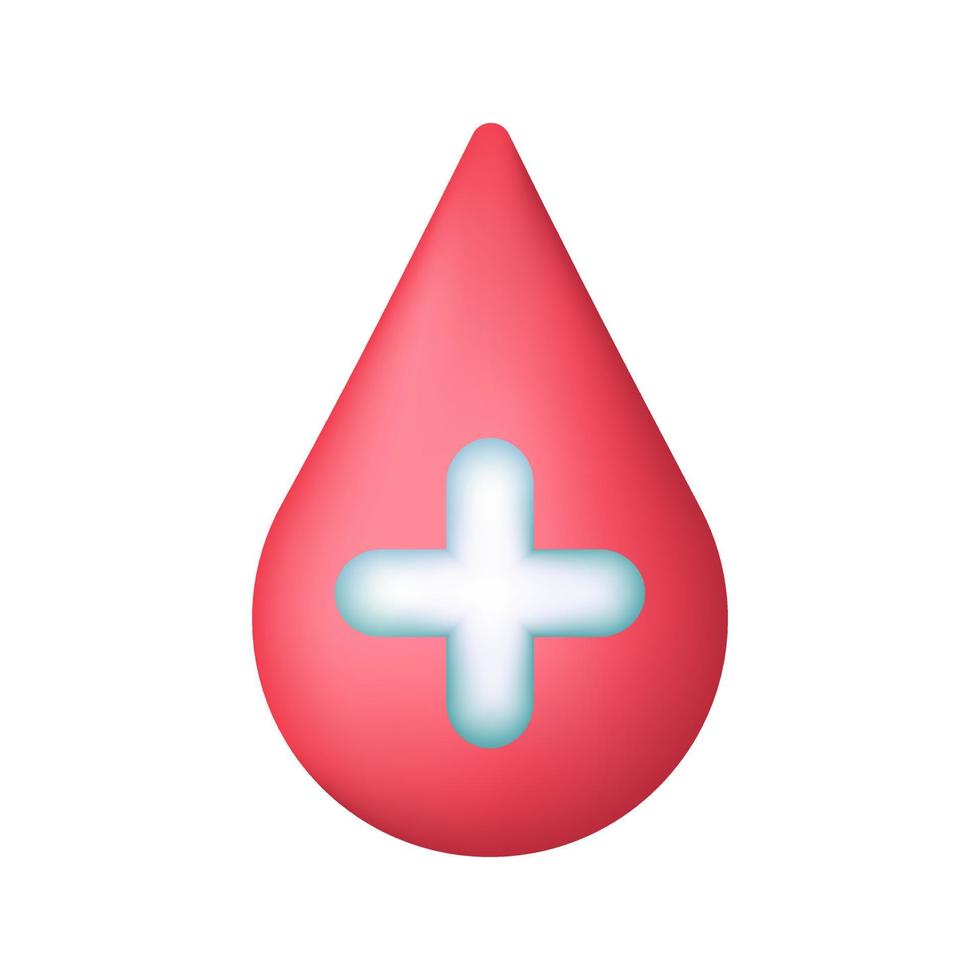 gota de sangue com símbolo de cruz médica. vetor