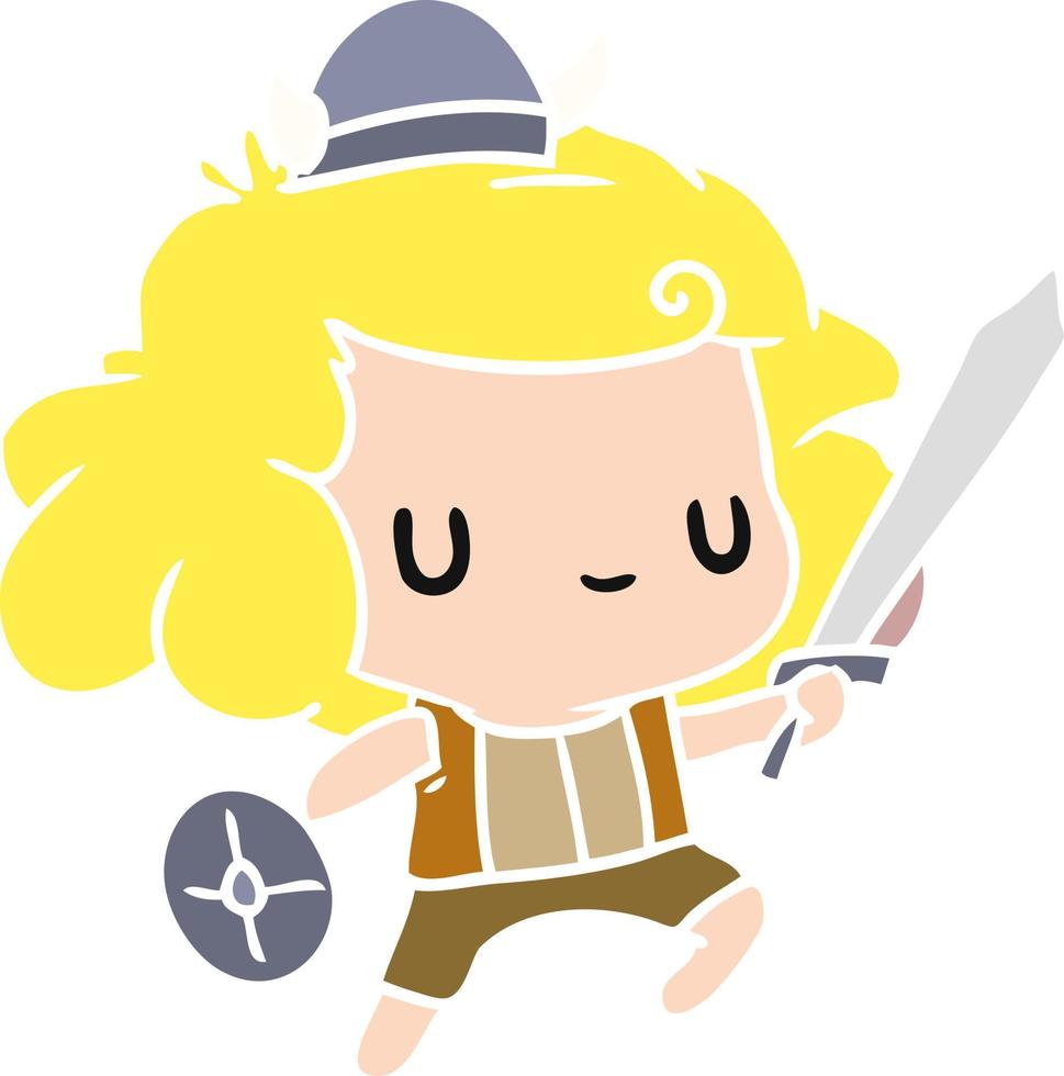 desenho animado kawaii criança viking fofa vetor