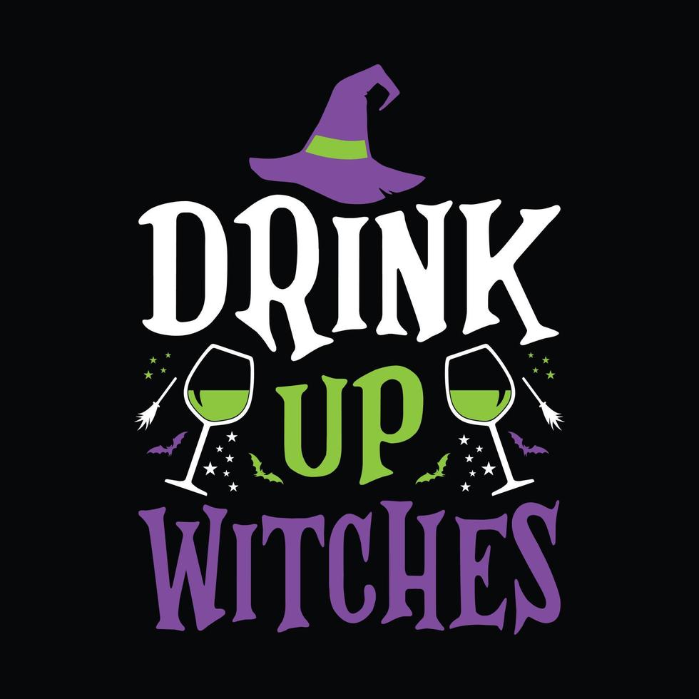 beba bruxas - design de camiseta com citações de halloween, gráfico vetorial vetor