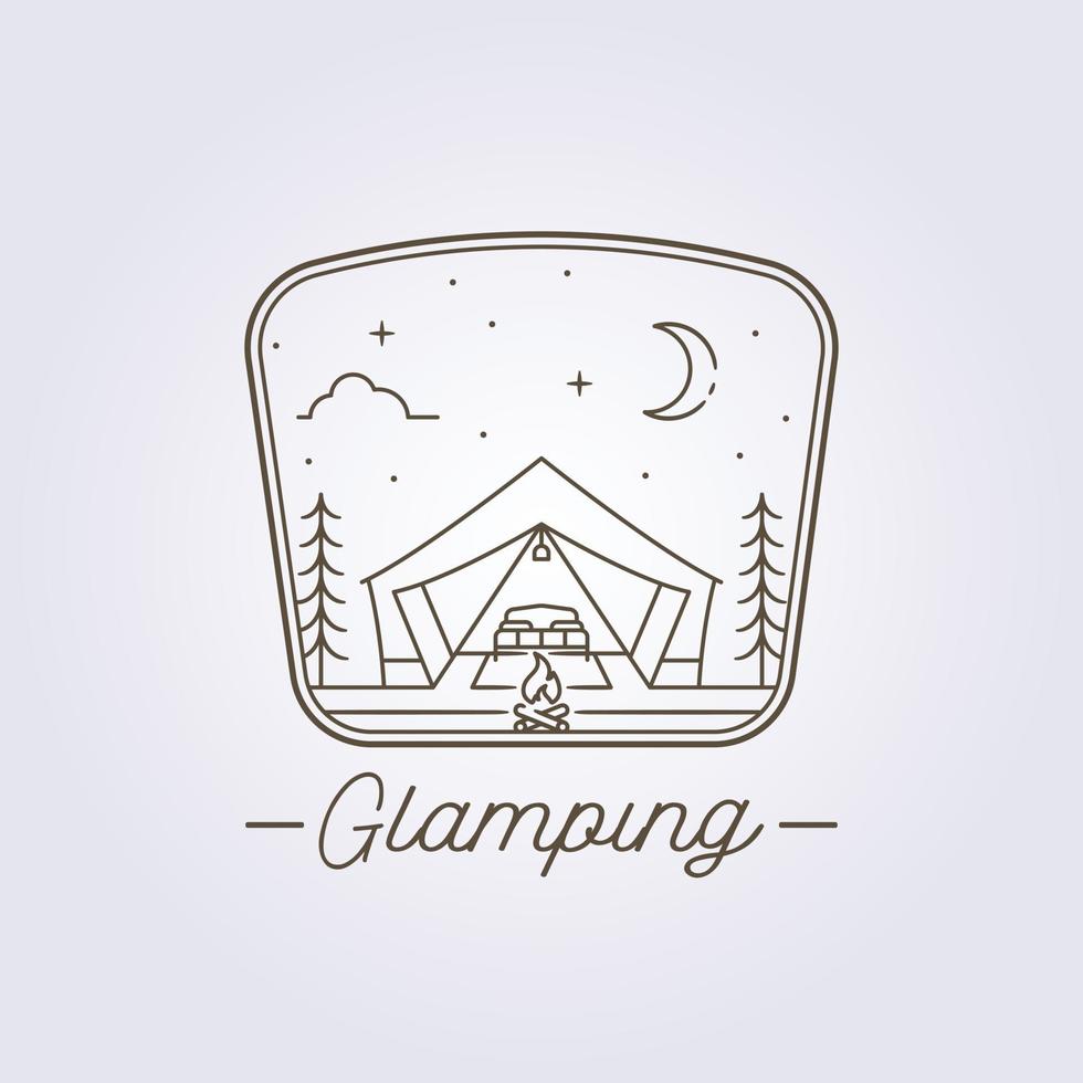 roupa de acampamento design de ilustração vetorial de logotipo de tenda de glamping vetor