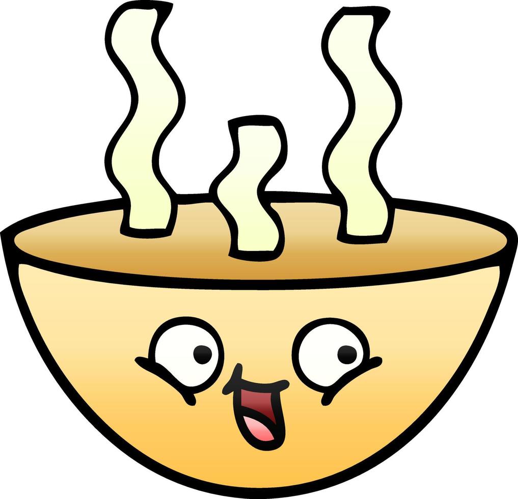 tigela de desenho animado sombreada gradiente de sopa quente vetor
