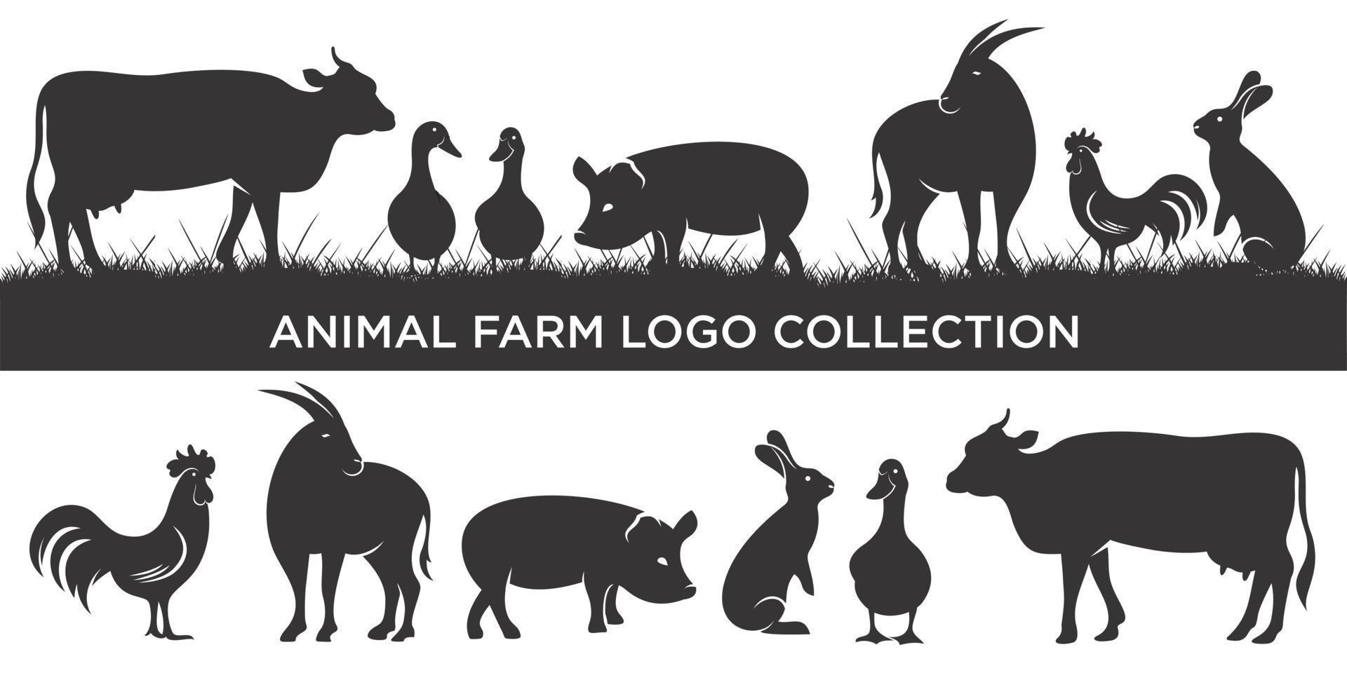 ícone do gado definir inspiração do logotipo. modelo de design de animais de fazenda. conceito de ilustração vetorial vetor