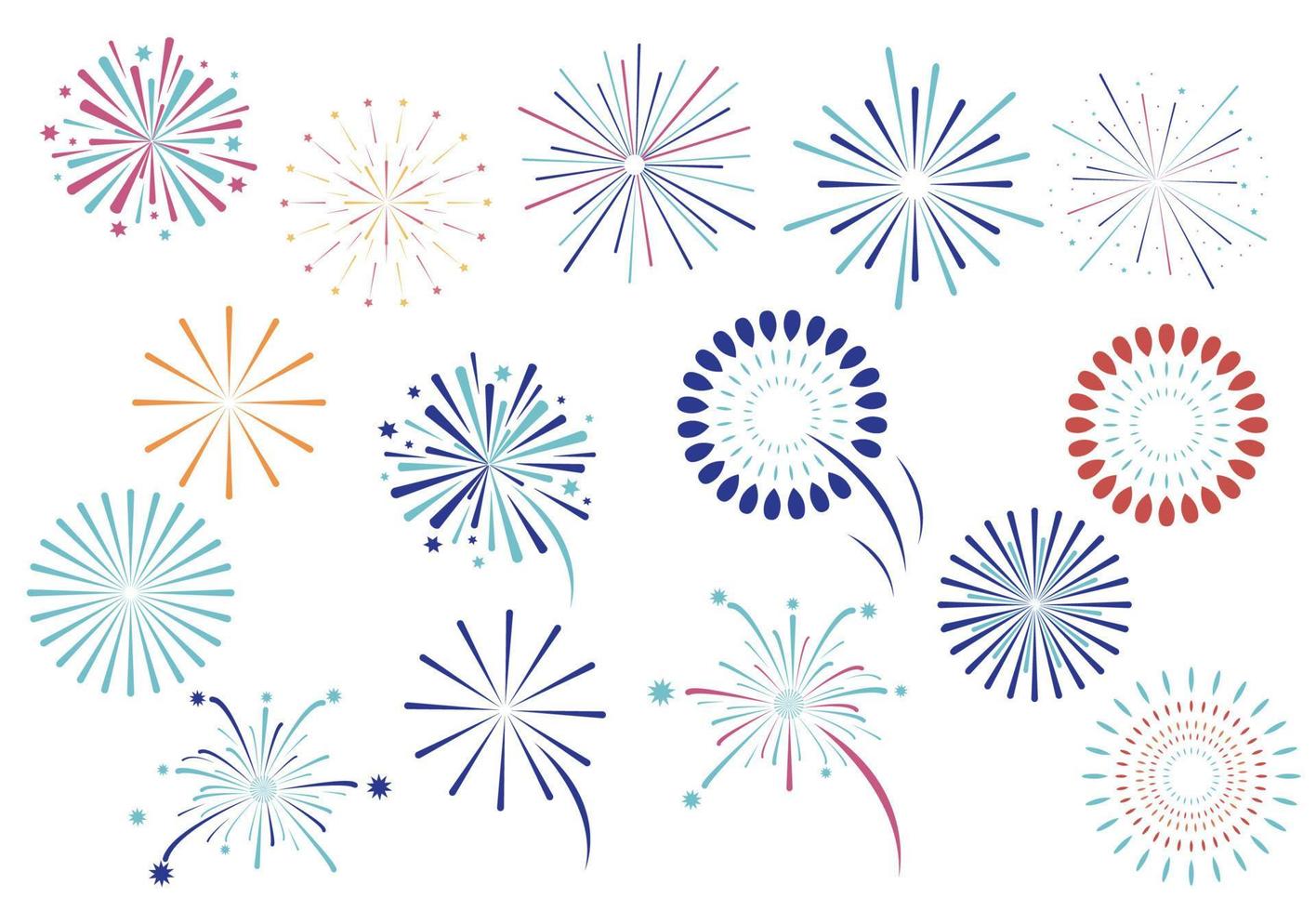 coleção de objetos de festa com ilustração de firework.vector para ícone, adesivo, elemento printable.editable vetor