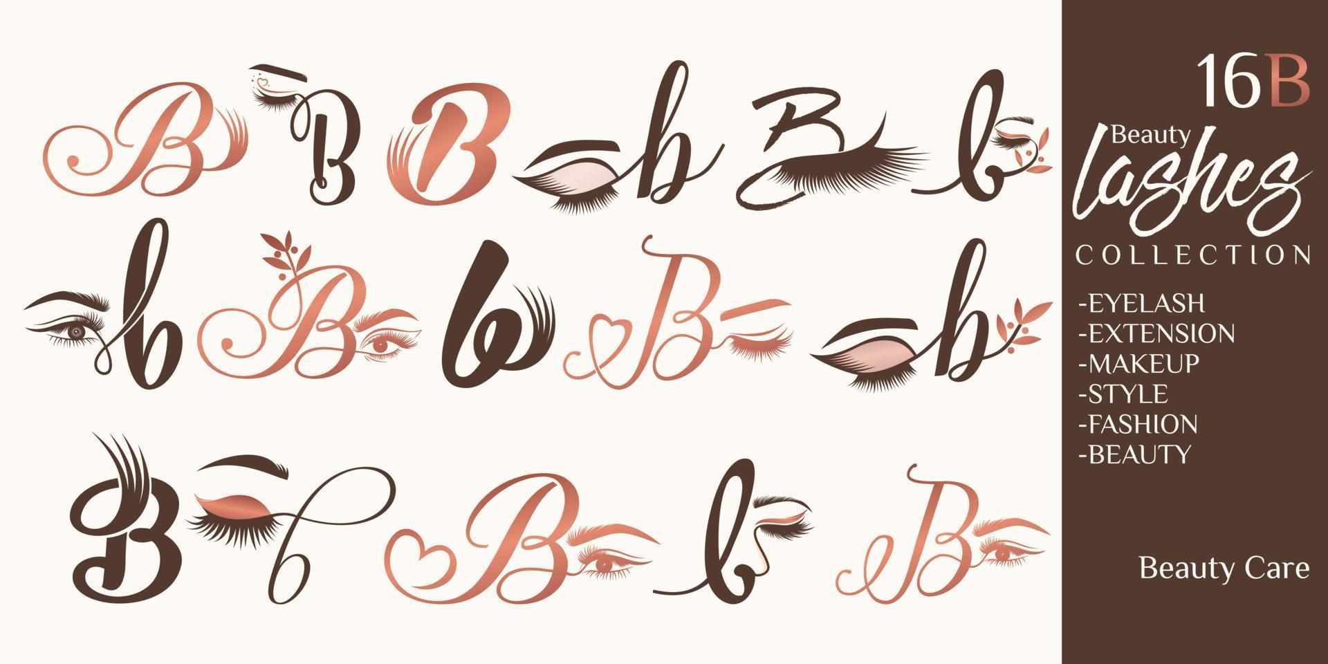 logotipo de cílios com conceito de letra b vetor