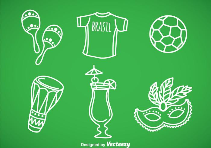 Brasil hand draw icons vector