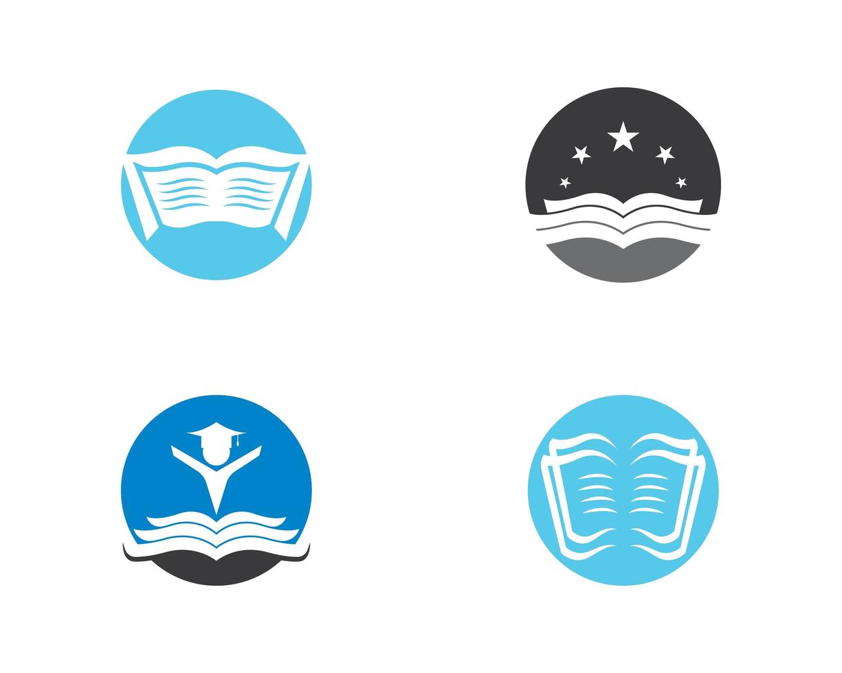 livros em conjunto de ícones de logotipo de círculos vetor
