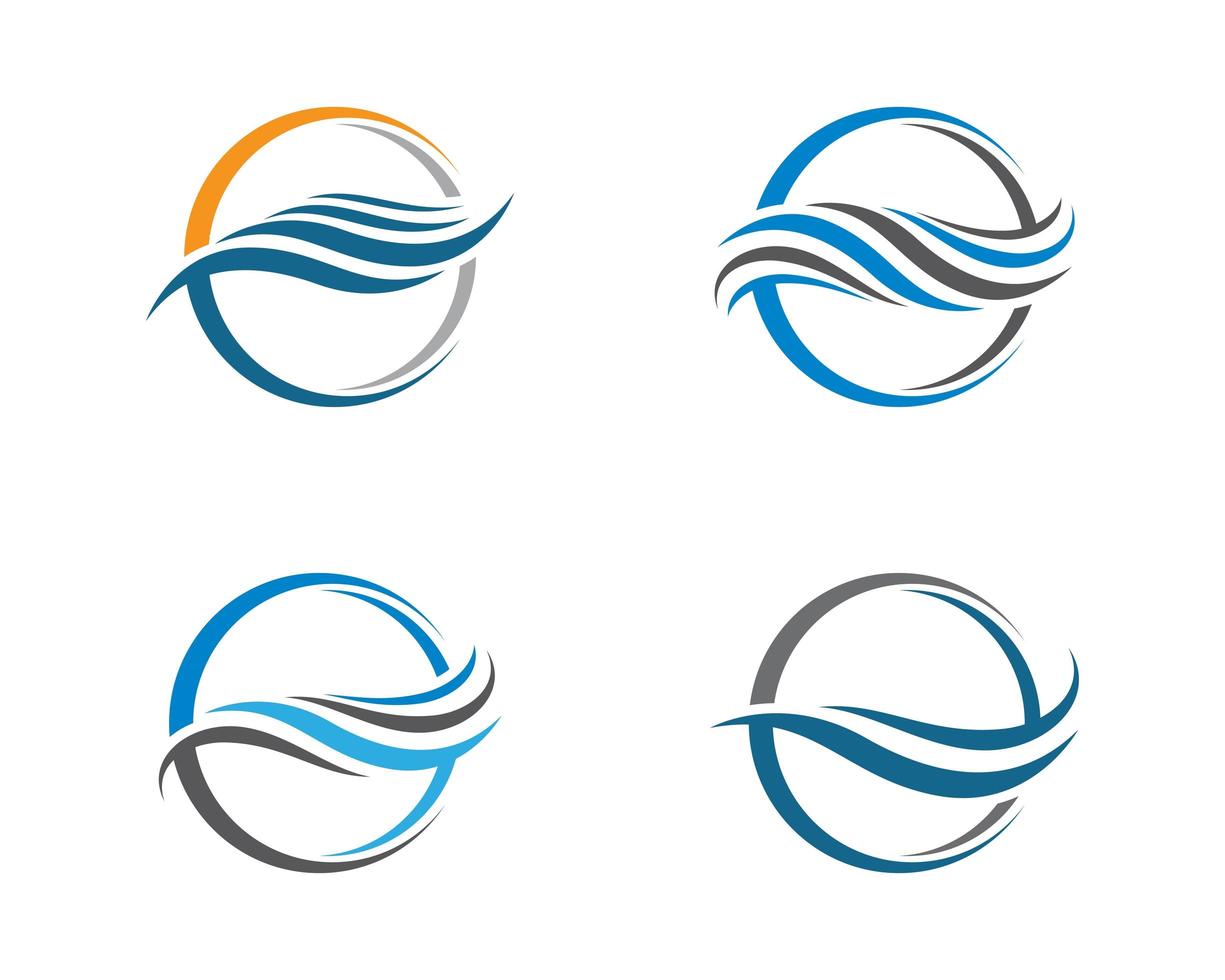 conjunto de logotipo de onda de água redonda vetor