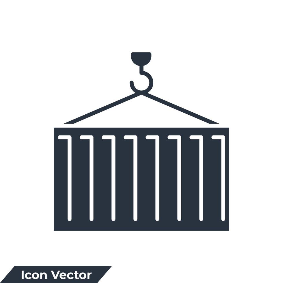 ilustração em vetor recipiente ícone logotipo. modelo de símbolo de guindaste de logística e entrega para coleção de design gráfico e web