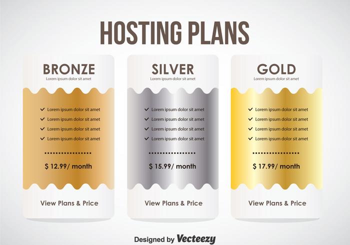 Planos de Hospedagem Preços Tbale Template Vector