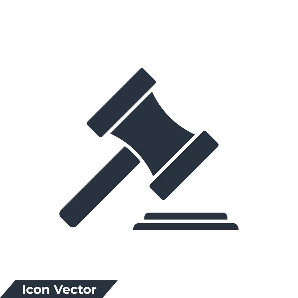 ilustração em vetor logotipo ícone leilão. modelo de símbolo de martelo de juiz para coleção de design gráfico e web