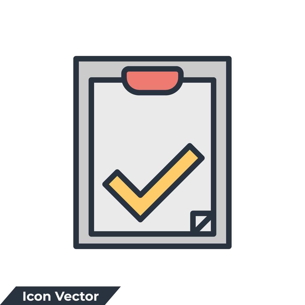 verifique a ilustração em vetor logo ícone da lista. modelo de símbolo da área de transferência para coleção de design gráfico e web