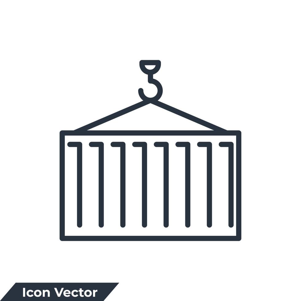 ilustração em vetor recipiente ícone logotipo. modelo de símbolo de guindaste de logística e entrega para coleção de design gráfico e web