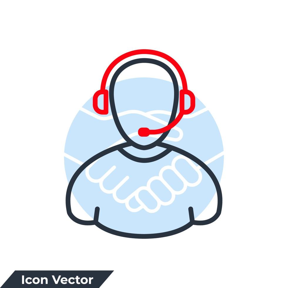 agente de atendimento ao cliente com ilustração vetorial de logotipo de ícone de fone de ouvido. modelo de símbolo de suporte ao cliente para coleção de design gráfico e web vetor
