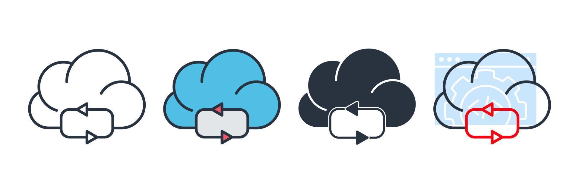 sincronização nuvem ícone logotipo ilustração vetorial. modelo de símbolo de computação em nuvem para coleção de design gráfico e web vetor