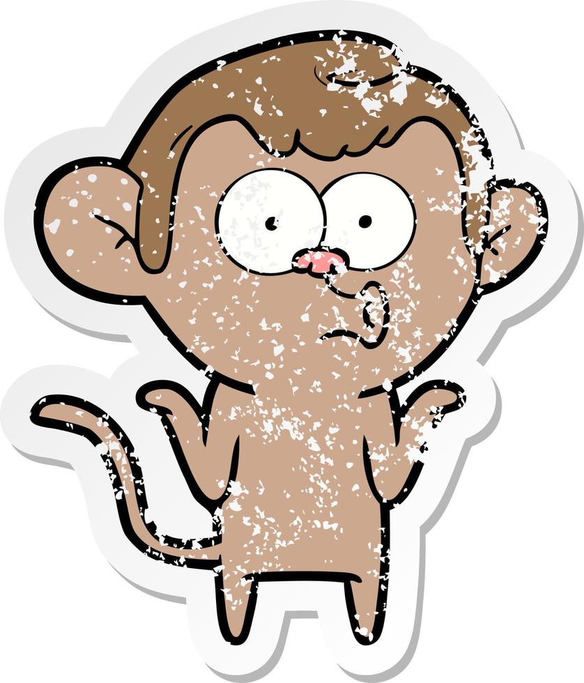 vinheta angustiada de um macaco confuso de desenho animado vetor
