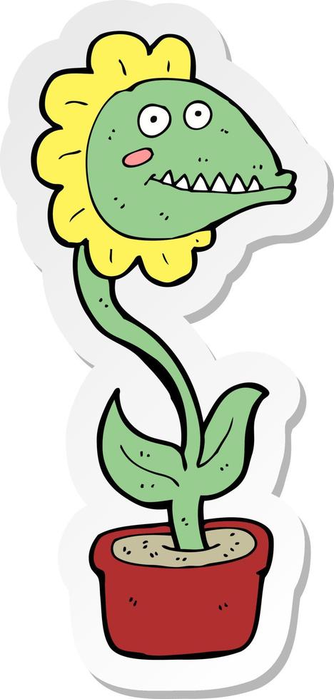 adesivo de uma planta monstro de desenho animado vetor