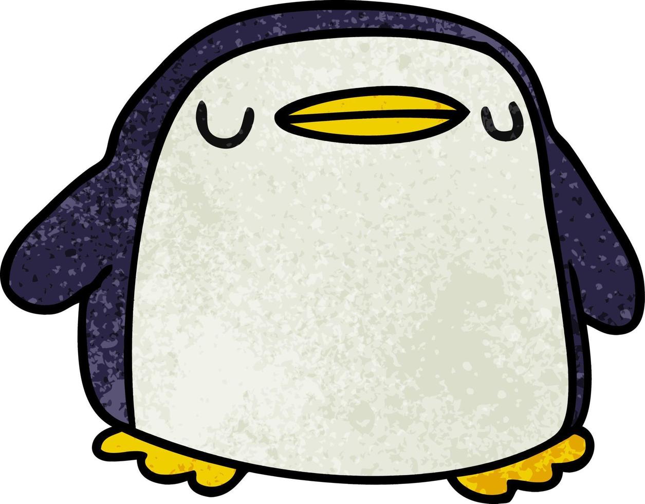 kawaii de desenho texturizado de um pinguim fofo vetor