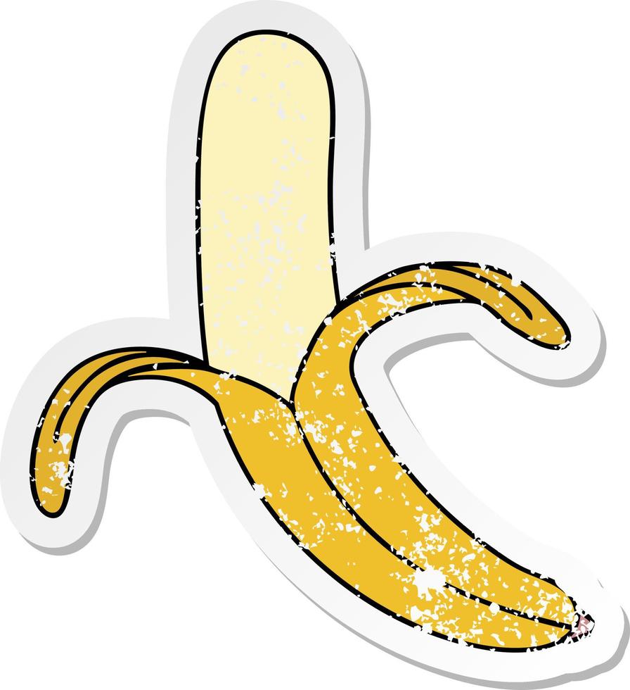 vinheta angustiada de uma banana de desenho animado desenhada à mão peculiar vetor