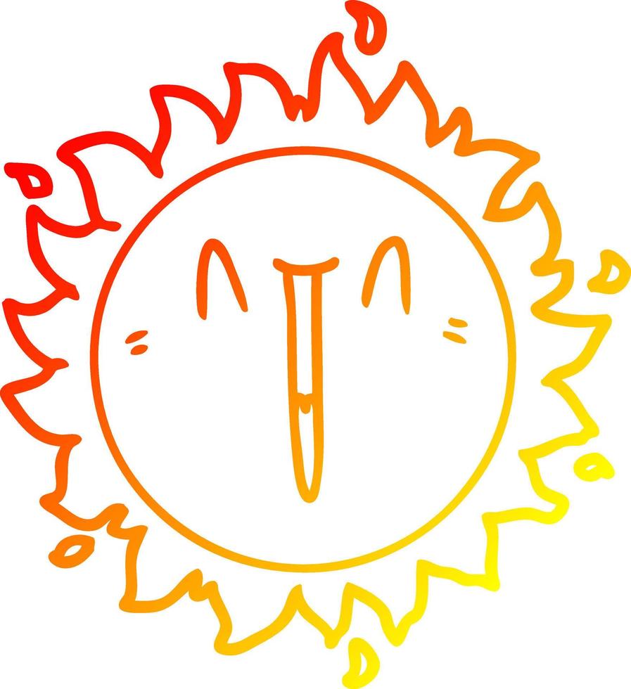 linha de gradiente quente desenhando sol de desenho animado feliz vetor