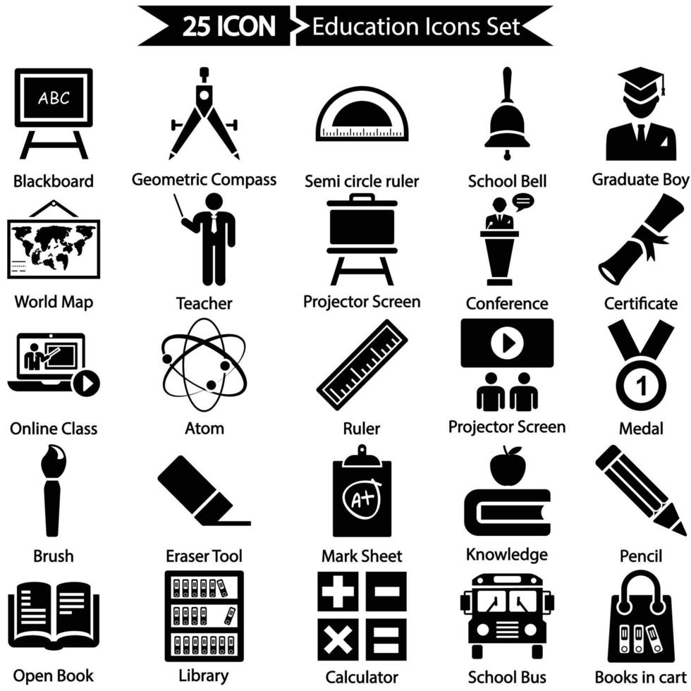 pacote de ícones de educação vetor