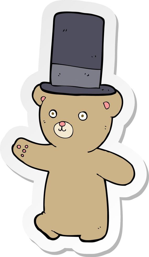 adesivo de um urso de desenho animado no chapéu vetor