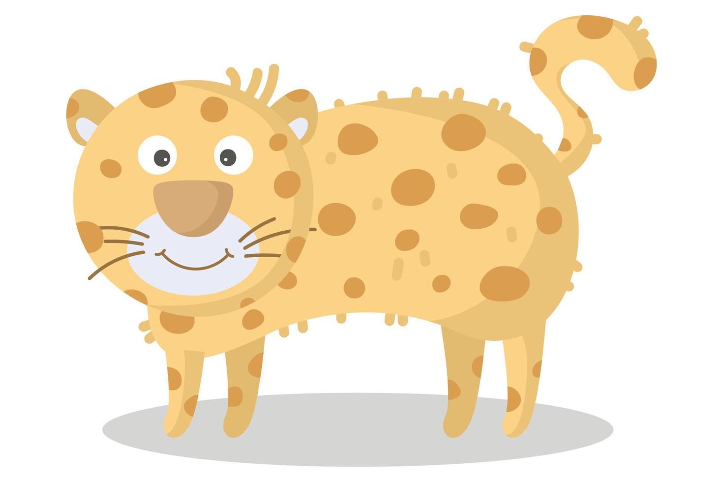 leopardo de desenho vetorial. animal africano. engraçado tipo leopardo. personagem bonito engraçado. adorável animal africano para impressão de moda, roupas infantis, berçário, pôster, convite, design de cartão de saudação vetor
