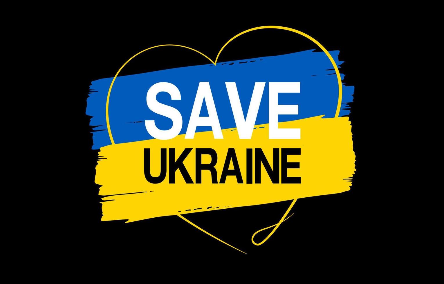 salve a arte plana da ucrânia em fundo branco, conceito de oração de forma de amor de bandeira da ucrânia. salvar a ucrânia da rússia. desenho vetorial vetor