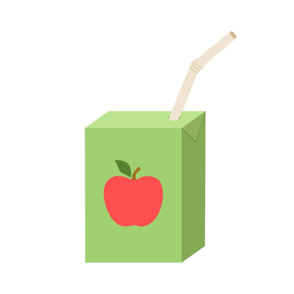 ícone plano de caixa de suco de maçã. ilustração vetorial simples de embalagem de suco com canudo isolado em branco vetor