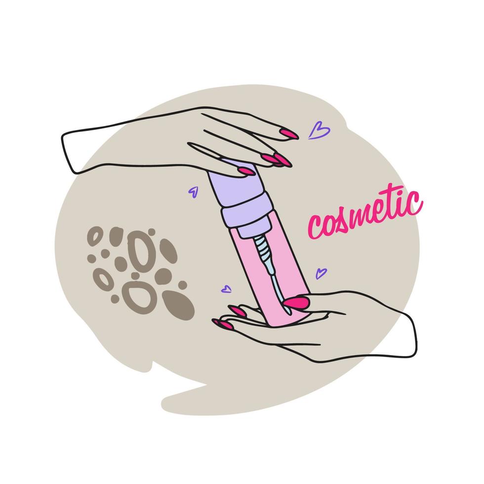 produtos cosméticos para cuidados com a pele, mãos, autocuidado, beleza vetor