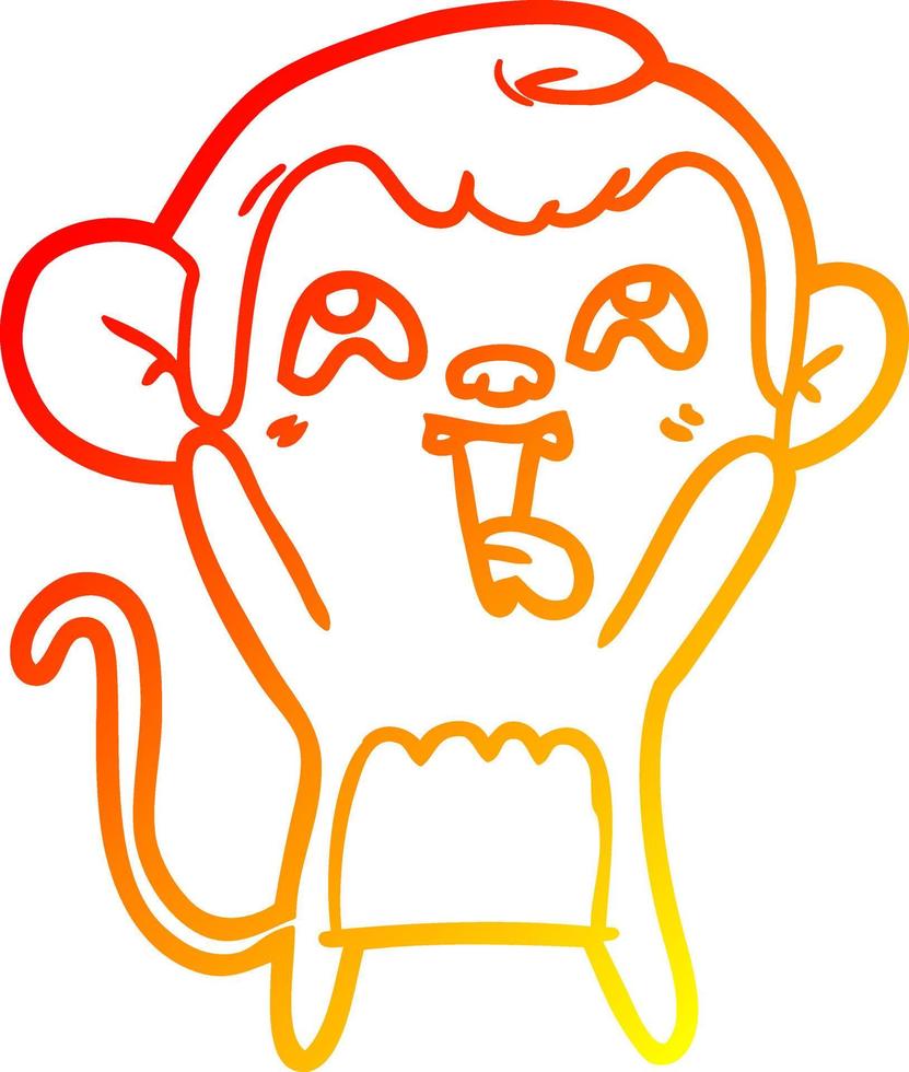 linha de gradiente quente desenhando macaco de desenho animado louco vetor