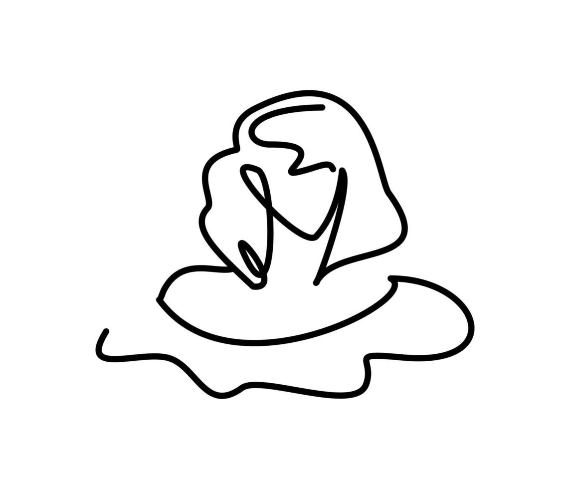senhora vestido logotipo de linha fina. ícone de contorno de moda. avatar de garota de roupas. ilustração em fundo branco, silhueta graciosa vetor