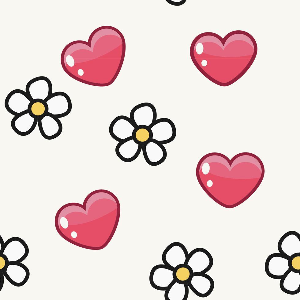 sem costura padrão em forma de corações e flores de cor em um fundo branco. com amor, dia dos namorados. ilustração vetorial vetor