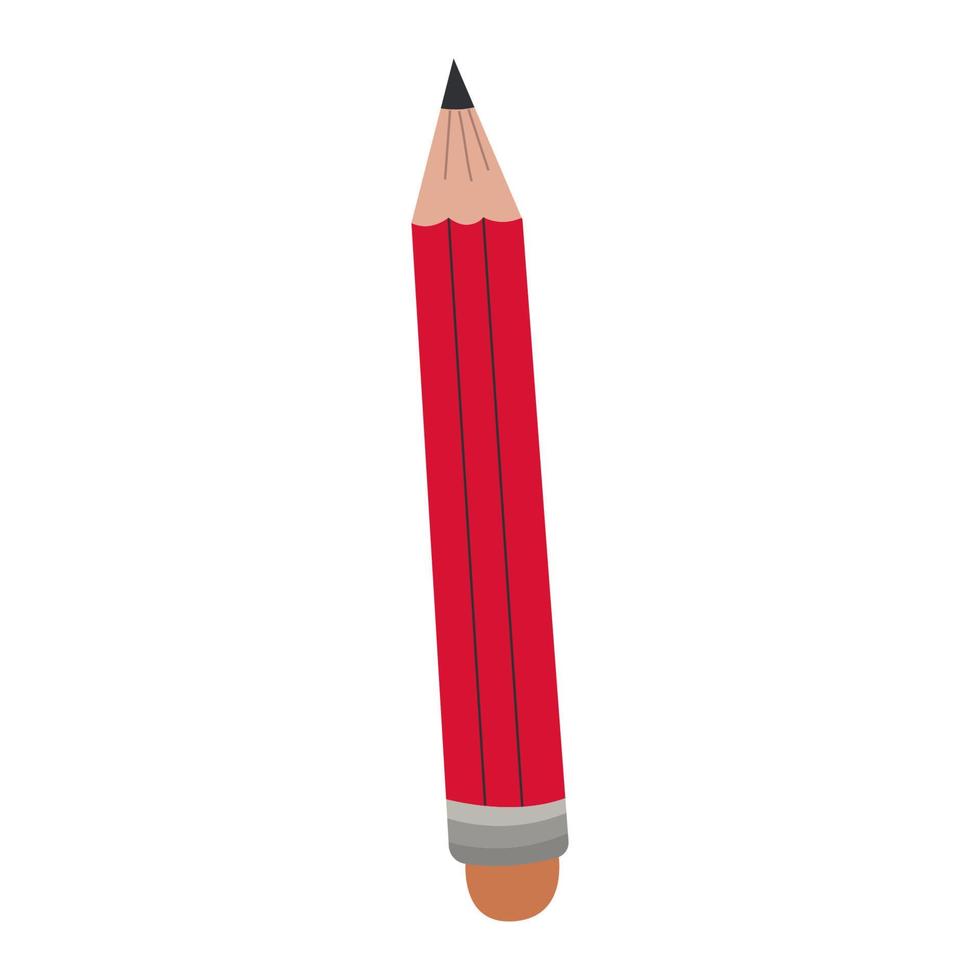 lápis vermelho para ícone isolado da escola no fundo branco, ilustração vetorial. vetor