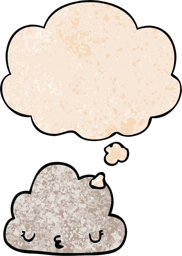 nuvem de desenho animado bonito e balão de pensamento no estilo de padrão de textura grunge vetor