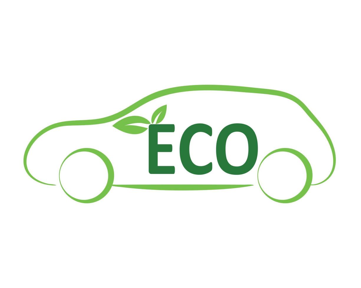 vetor de logotipo eco de carro - carro híbrido elétrico