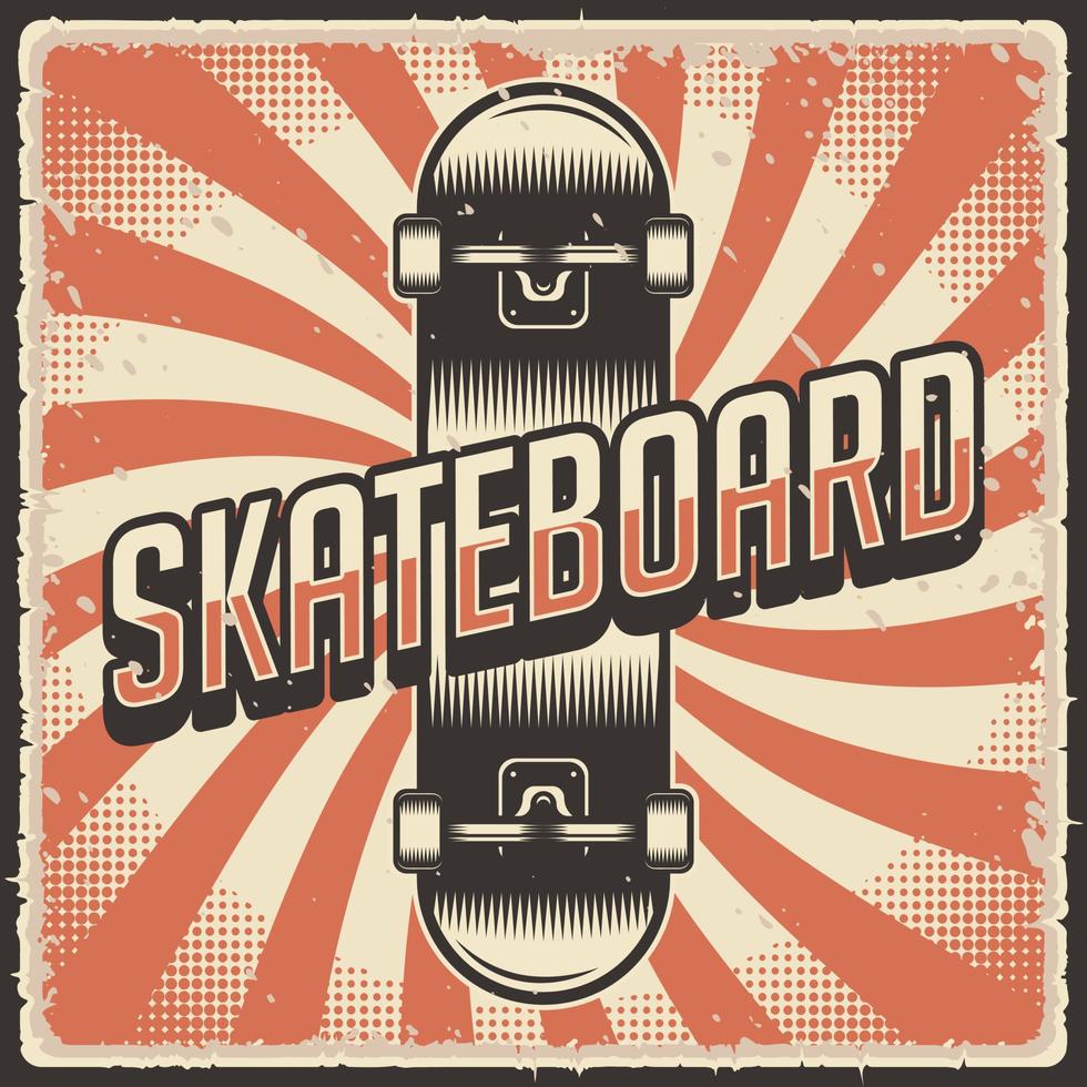 poster retro skatista skate skate vetor