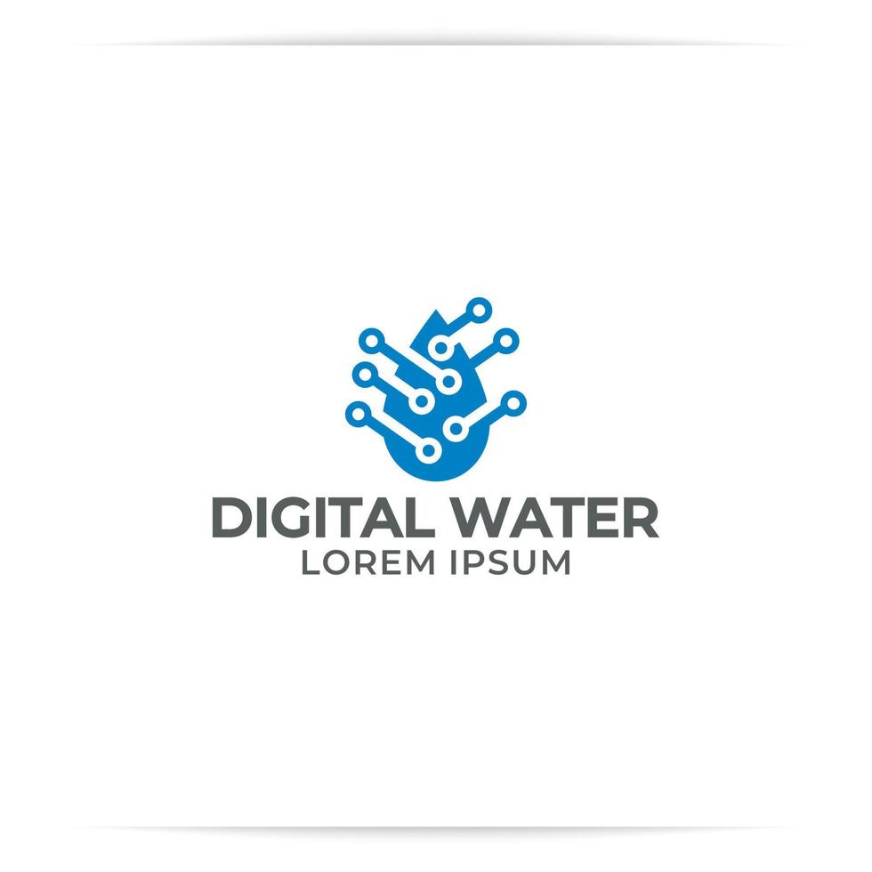 vetor de design de logotipo de tecnologia digital de água