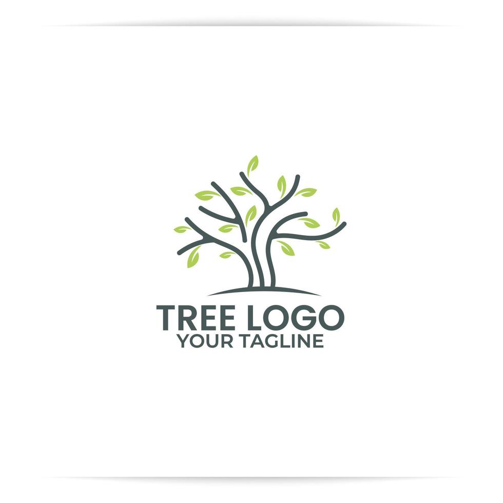 vetor de linha de árvore de design de logotipo