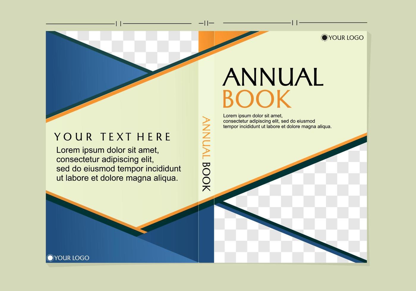 design de capa de livro anual de estilo geométrico. fundo moderno e moderno vetor