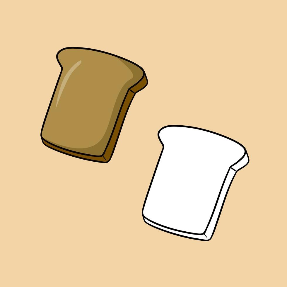 um conjunto de fotos, torradas feitas de pão fresco fatiado para sanduíches, ilustração vetorial em estilo cartoon em um fundo colorido vetor
