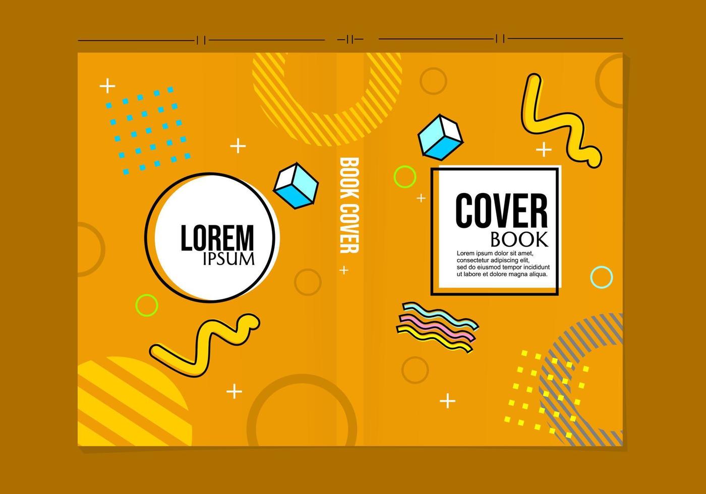 conjunto de design de capa de livro laranja estilo memphis. fundo alegre e colorido vetor