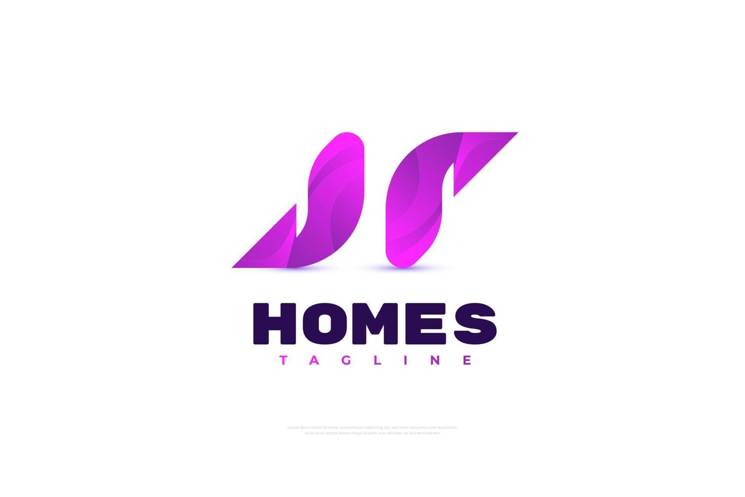 design de logotipo moderno letra h com forma de seta. ícone inicial do logotipo h em estilo gradiente roxo vetor