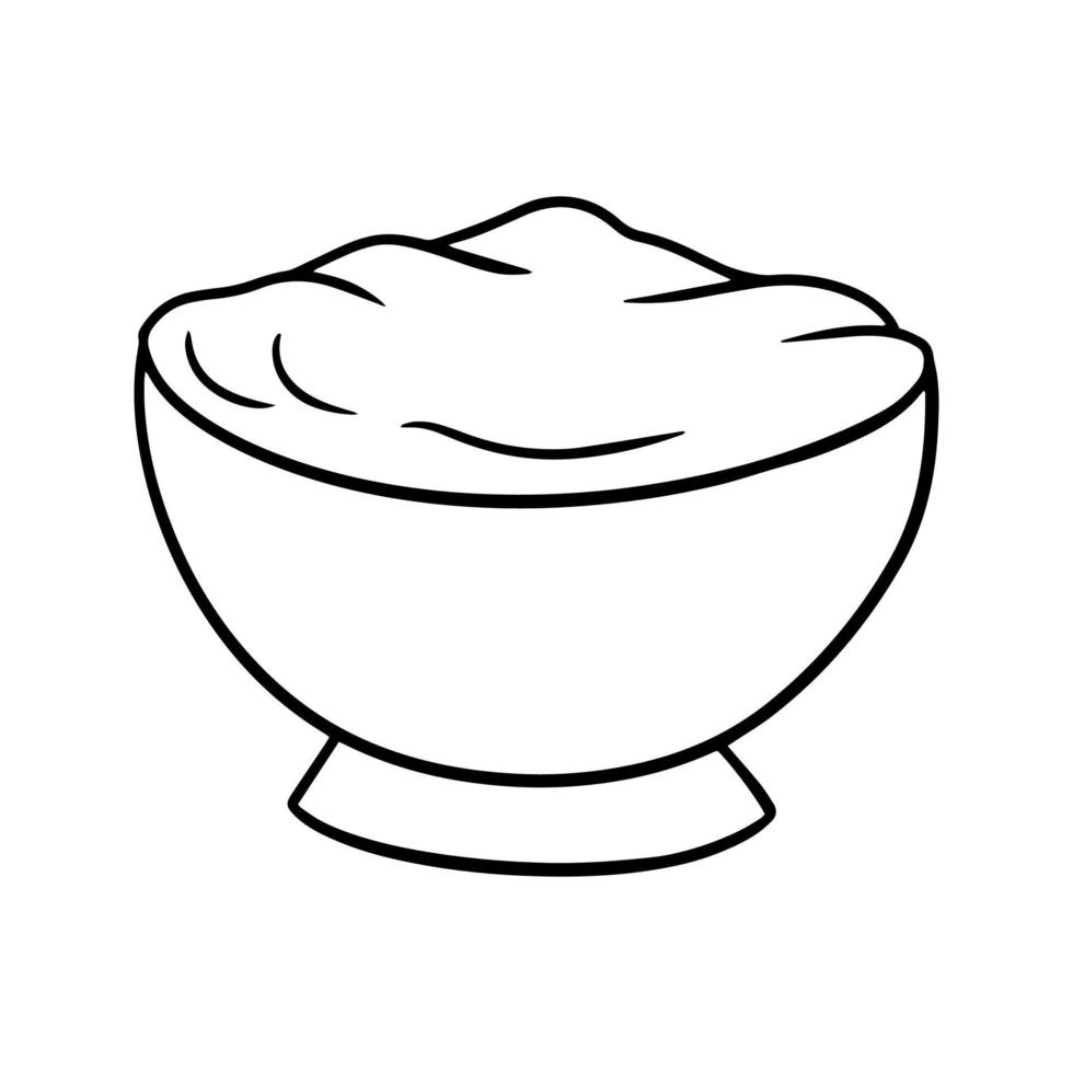 imagem monocromática, tigela profunda com comida, molho, ilustração vetorial em estilo cartoon em um fundo branco vetor
