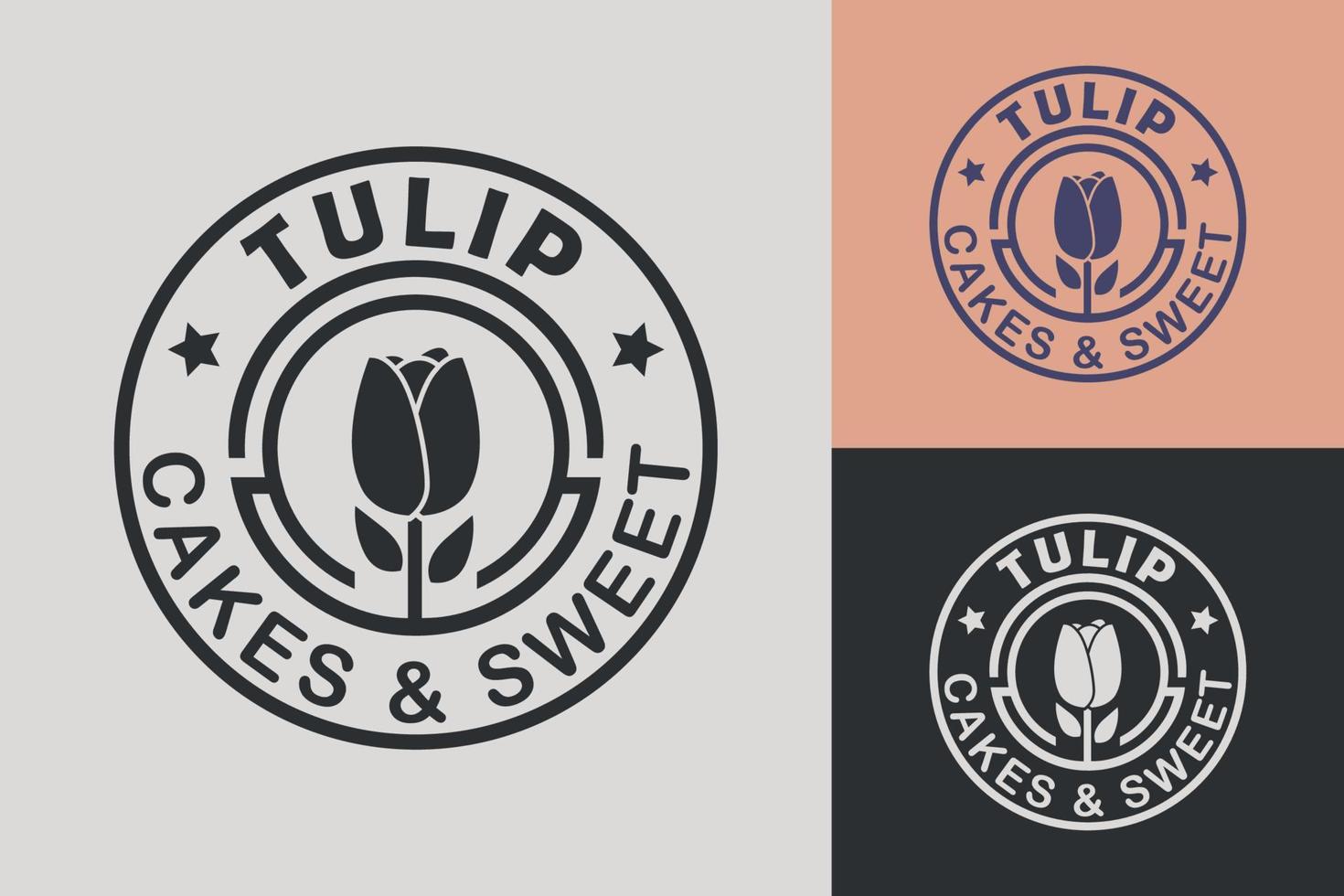 tulipa flor rosa logotipo bolos e doces logotipo floral vetor