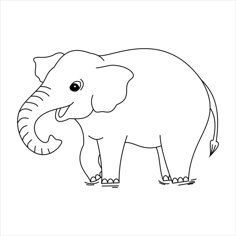 folha de coloração de elefante simples. adequado para uso como elementos de livros de colorir infantis com o tema de animais, animais selvagens ou criaturas vivas. vetor