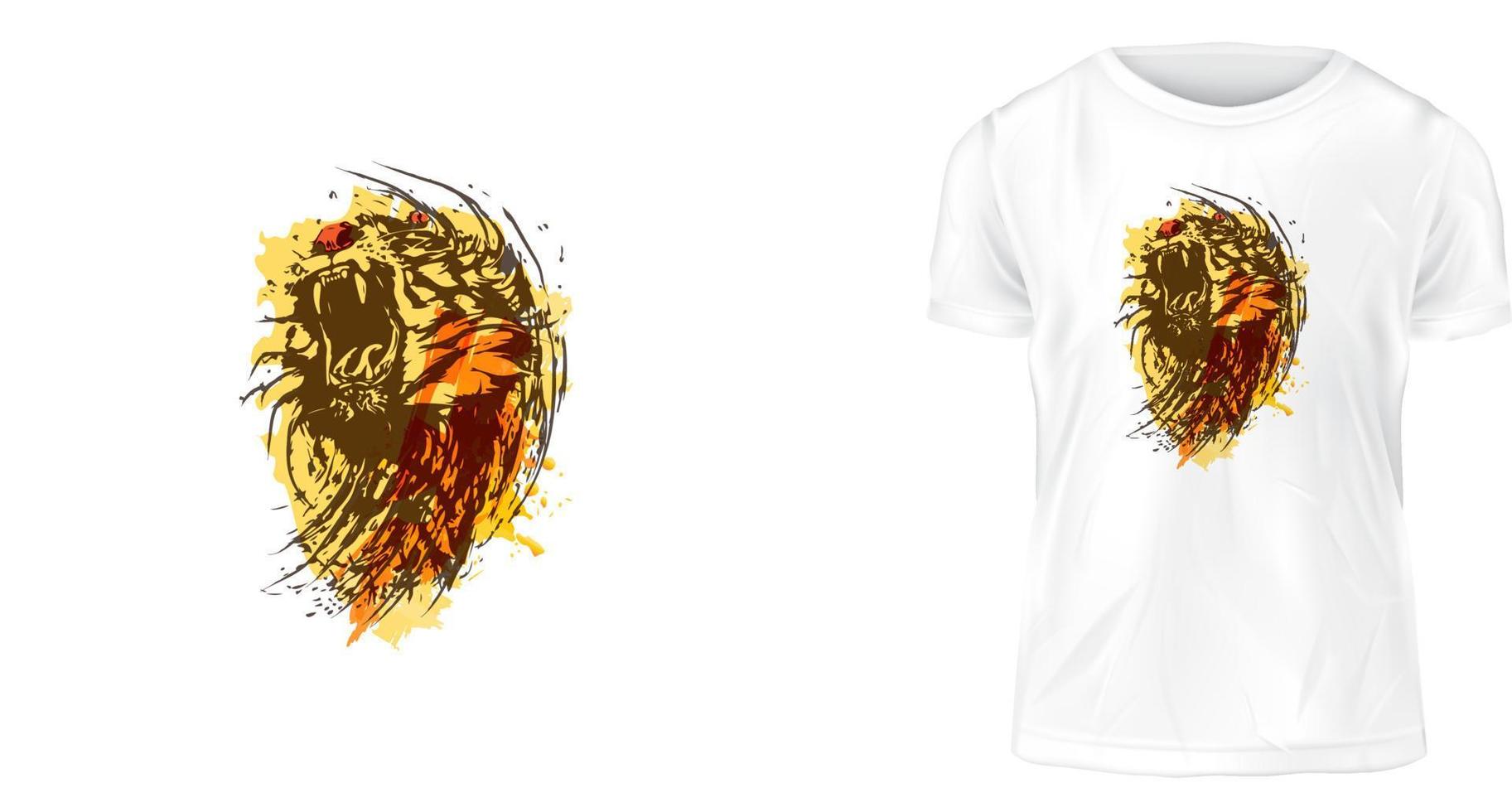 conceito de design de camiseta, o rugido do tigre vetor
