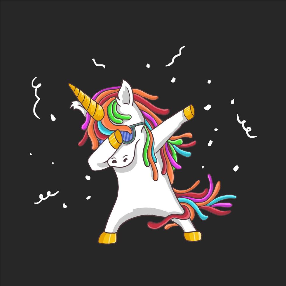 dabbing party unicorn vetor