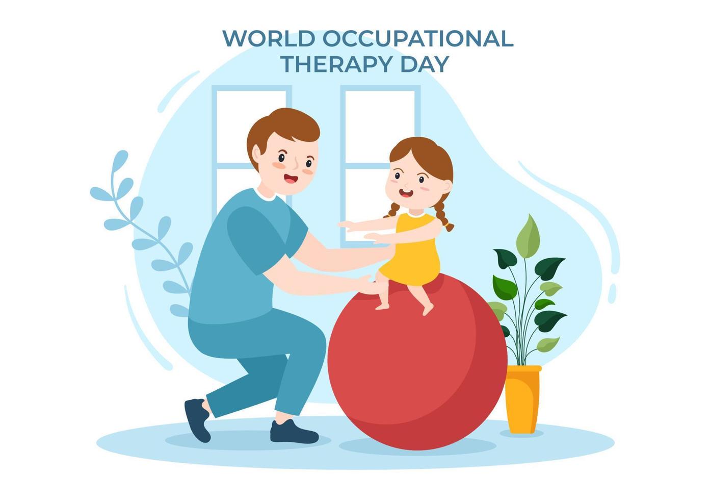 celebração do dia mundial da terapia ocupacional ilustração plana desenhada à mão com fisioterapeutas para manter e recuperar a saúde vetor