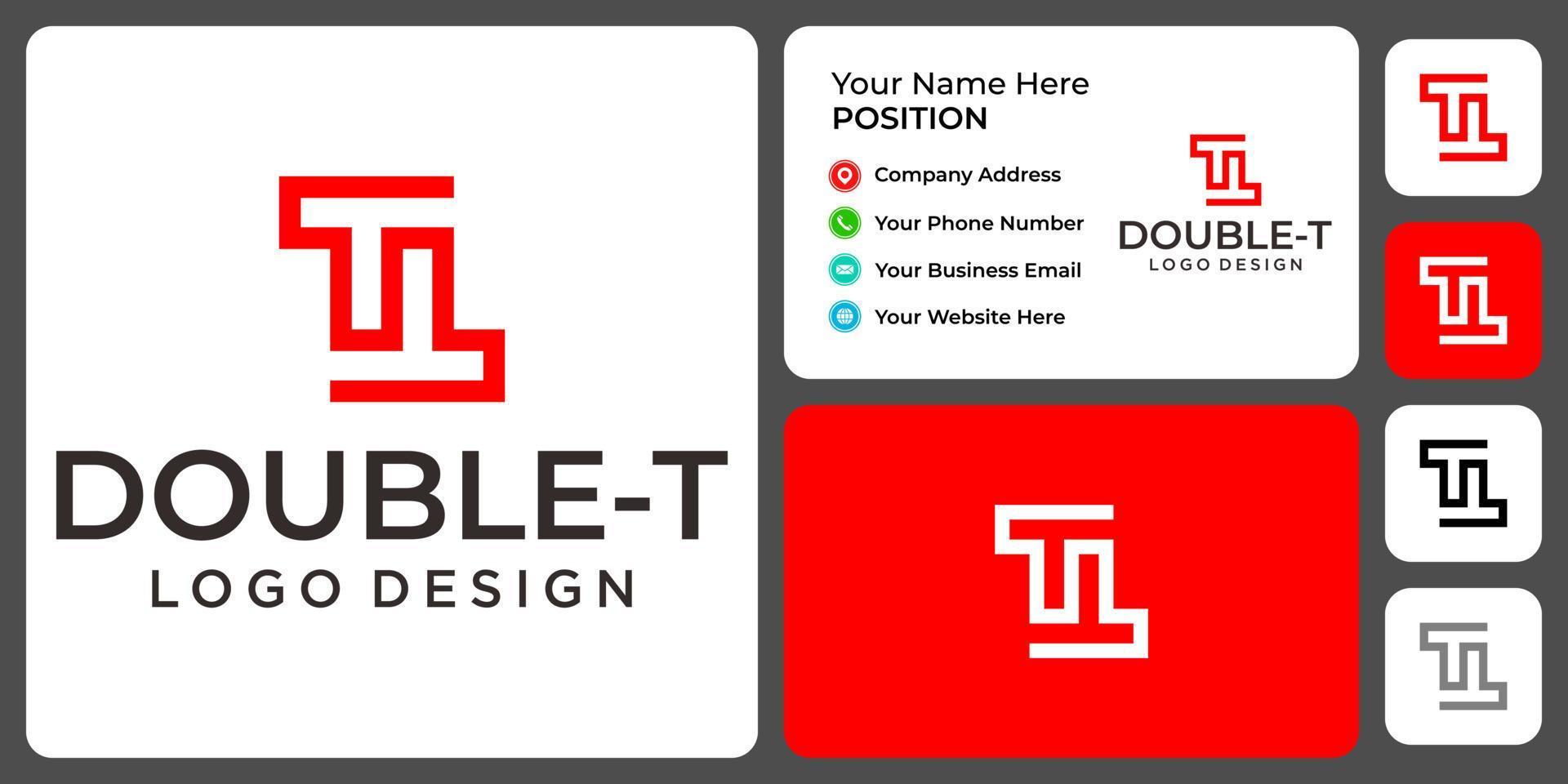 design de logotipo de ambigrama de monograma letra t com modelo de cartão de visita. vetor